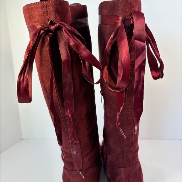 Steampunk Whimsigoth Fairy Pirate Tall Lace-Up Boots with Silky Ribbon Sz 9 - Picture 10 of 13